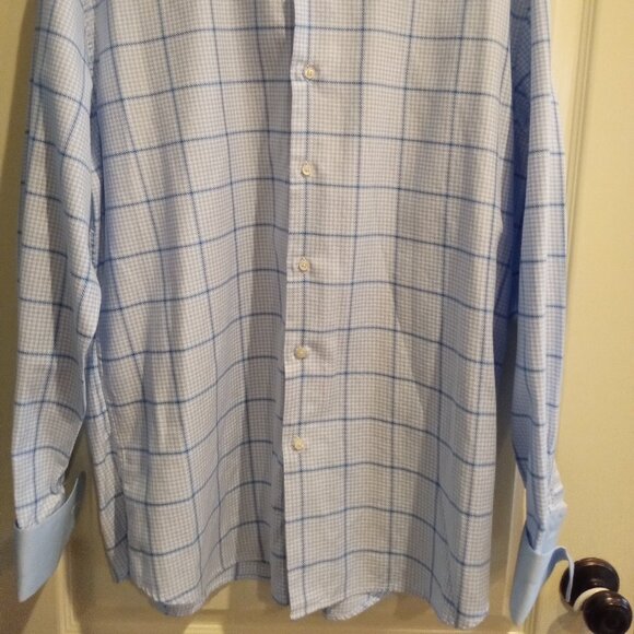 Steven Land Men's LIGHT BLUE STRIPED French Cuffs Dress Shirts - Picture 4 of 4